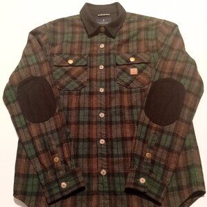 ROARK REVIVAL Flannel Shirt Mens Plaid 40% Wool Elbow Patches SZ M